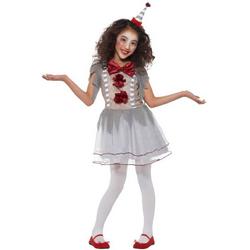 Clown & Nar Kostuum | Grappige Grijze Grollen Clown | Meisje | Small | Carnaval kostuum | Verkleedkleding